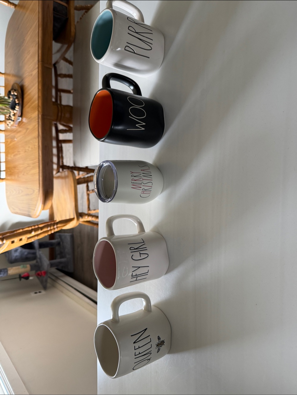 Rae Dunn lot Ceramic Mug Set with White, Black, and Colored Interiors